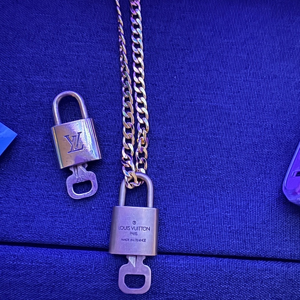 Louis Vuitton Gold Padlock on Necklace